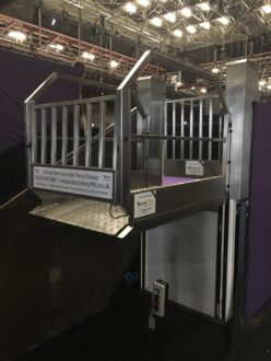 Classic Melody 2 installed at NAEC to provide temporary wheelchair access to the hospitality stand at Horse of the Year Show 2021. Upper level
