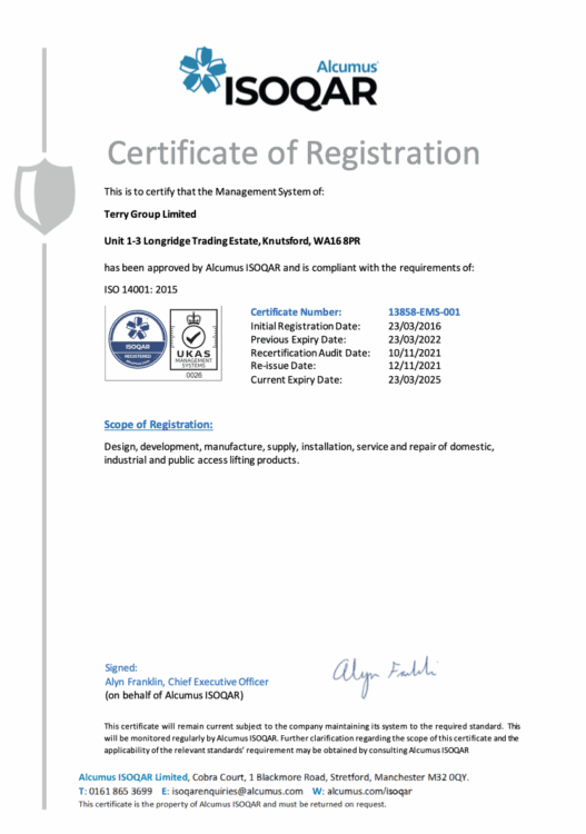 ISO 9001 and 14001 Certificates