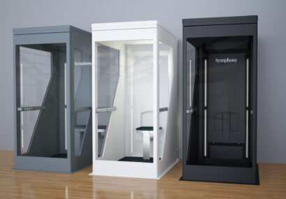 Terry Lifts Symphony Home Lift in grey, white and jet matt black.