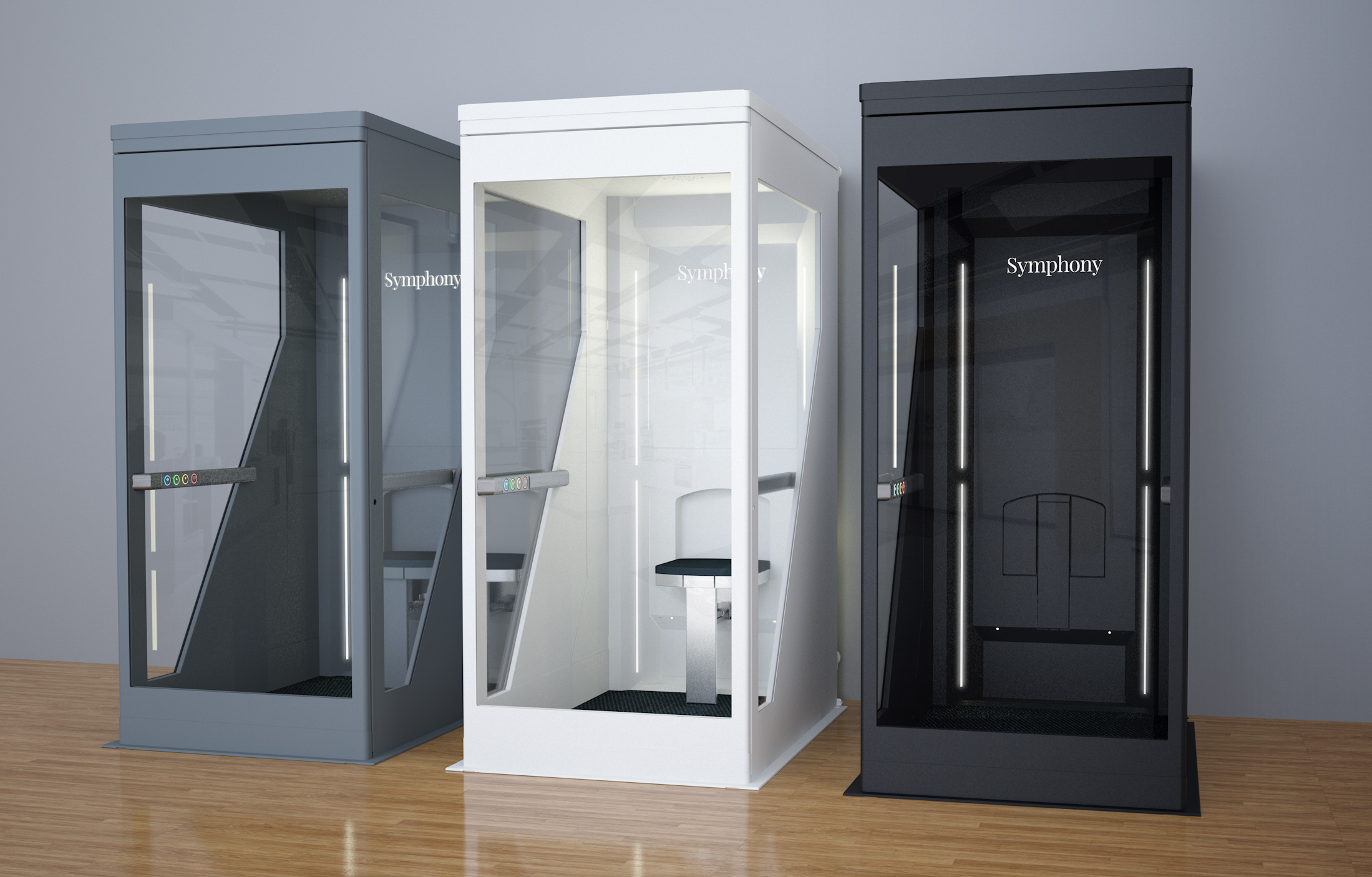 Terry Lifts Symphony Home Lift in grey, white and jet matt black.