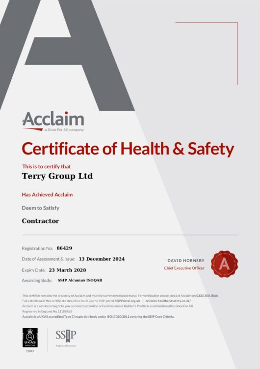 Certificate of Health and Safety