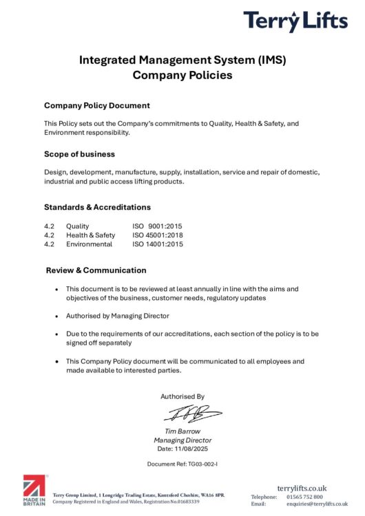 TG03-002-1 Company Policy Document